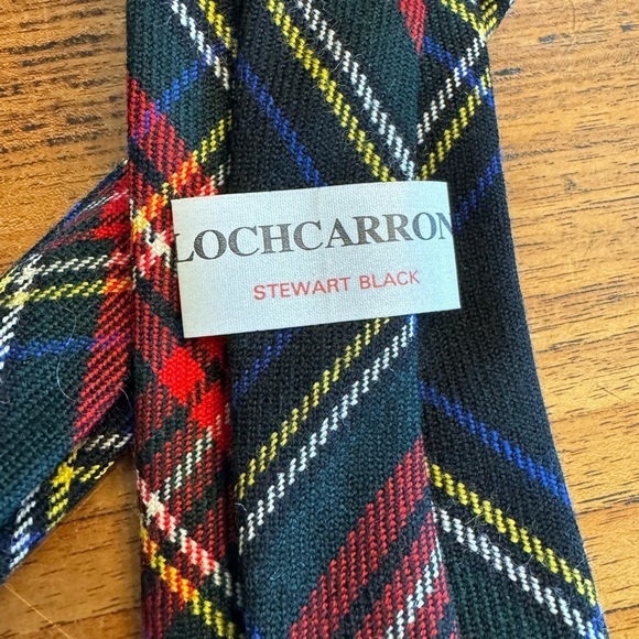 Vintage Lochcarron Stewart Black Pure New Wool Made in Scotland Tie / OSFA - Picture 4 of 6